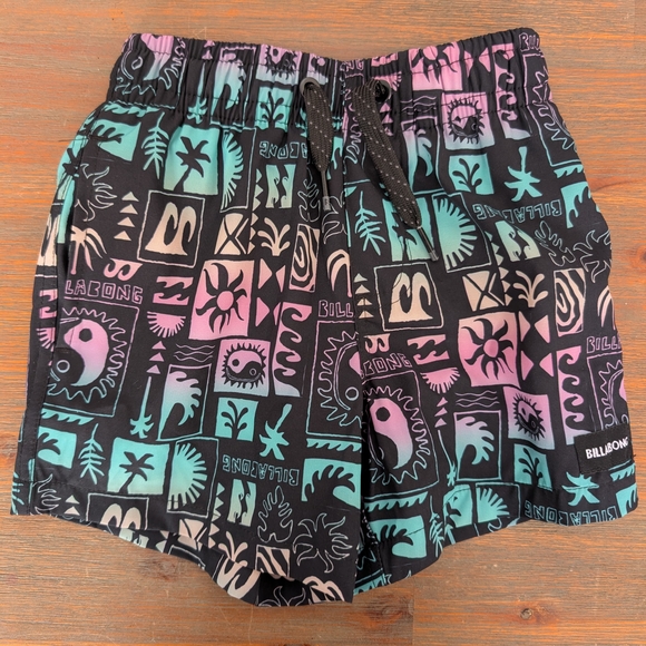 Billabong Other - Billabong Black Swim Shorts with Teal & Pink Liner